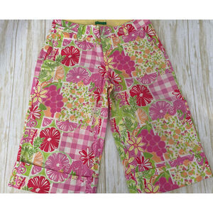 Lilly Pulitzer Palm Beach fit, crop pants, size 4, oranges, limes,‎ patchwork